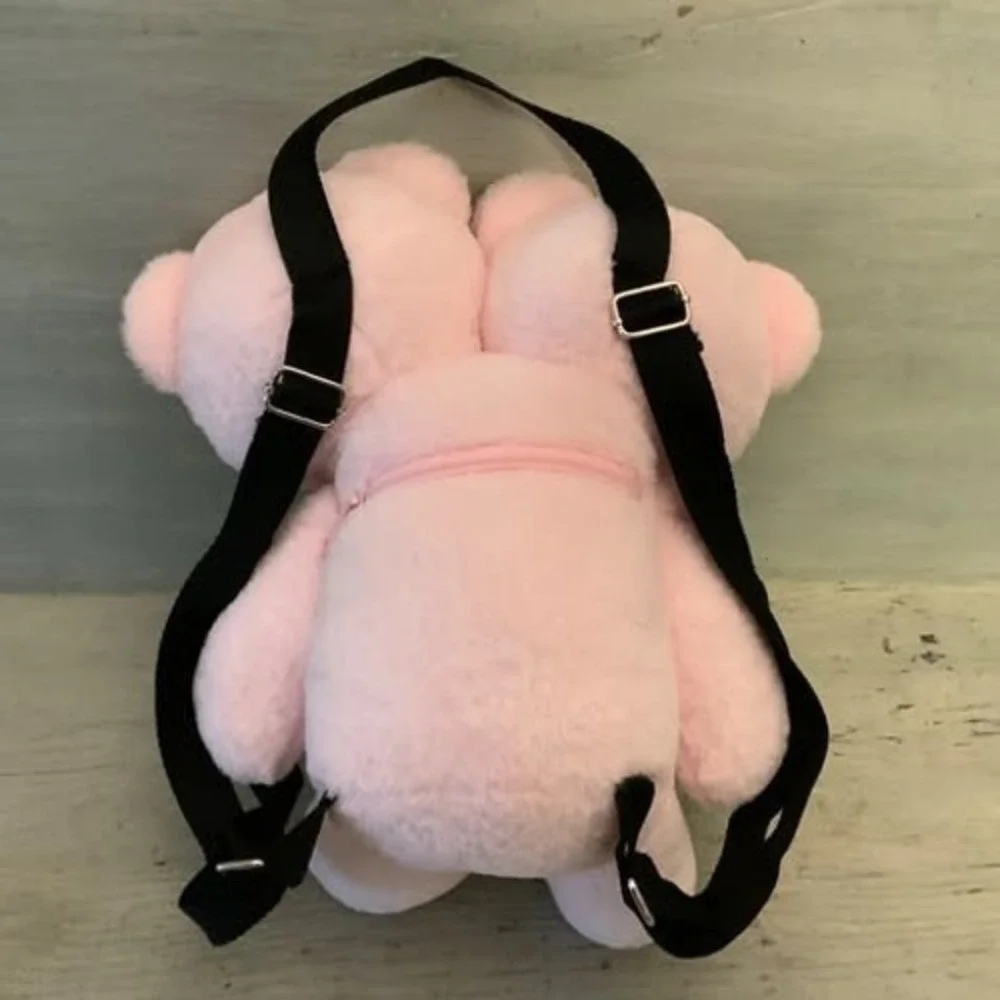 Hot Topic Pastel Pink Creepy Double Headed Teddy Bear Backpack Purse Bag GC